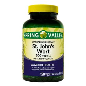 Spring Valley St. John's Wort Standardized Extract Capsules Dietary Supplement, 300 mg, 150 Count