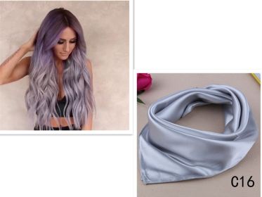 Purple-grey gradient mid-length long curly hair (Option: Purple gray set)