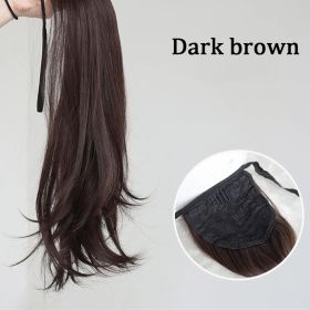 Women's Synthetic Long Wavy Ponytail Ribbon Drawstring (Option: Dark Brown-25cm)