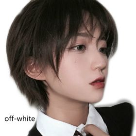 Wigs For Men And Women With Short Hair And Bangs (Option: Offwhite)