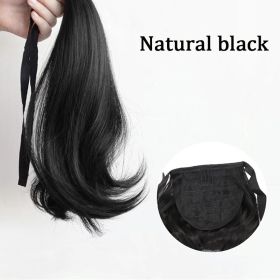 Women's Synthetic Long Wavy Ponytail Ribbon Drawstring (Option: Naturel Black-35cm)