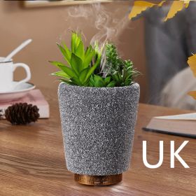 Simulation Of Green Plant Ultrasonic Aromatherapy Humidifier (Option: Grey-UK)