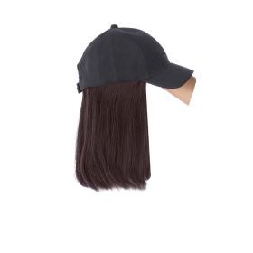 Hat Wig All-In-One Female Fashion Cap (Option: Dark Brown)