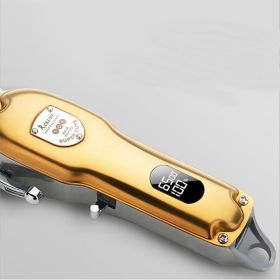 Full Metal LCD Display Electric Hair Clipper (Option: Gold-USB)