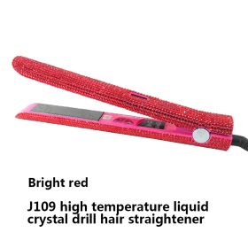 High Temperature Electric Splint For Diamond-Studded Hair Straightener (Option: Red-US)