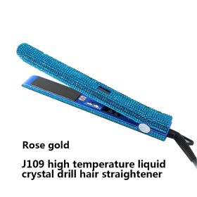 High Temperature Electric Splint For Diamond-Studded Hair Straightener (Option: Blue-US)