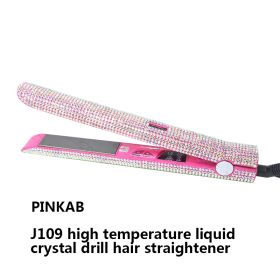 High Temperature Electric Splint For Diamond-Studded Hair Straightener (Option: Pink AB-US)