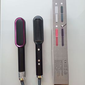 Internal Buckle Straightening Comb And Curling Iron Dual (Option: Black-European regulations)