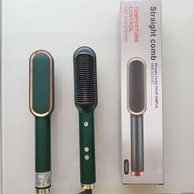 Internal Buckle Straightening Comb And Curling Iron Dual (Option: Green-European regulations)