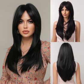 Eight Character Bangs Medium Length Fashionable Temperament Wig Headwear (Option: Black lc20688)