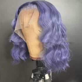 Wig Foreign Trade Cross-border New Arrival Multi-color Women's Mid-length Front Lace Short Curly Hair (Option: Fashion Purple-SH 010)