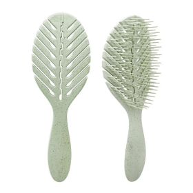 Blowing Straight Curly Dry And Wet Dual-use Hollow Smooth Hair Comb (Option: Oval light green)