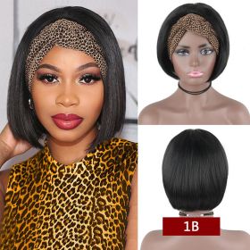 Headband Wig Human Hair Straight Bob Wigs (Option: Photo color-8inch)