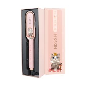 Negative Ion Straightening Comb Straight Hair Curling Iron Dual-purpose Artifact (Option: Pink-EU)