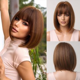 Female Qi Bang Short Bobo Full Headpiece Wig (Color: Brown)