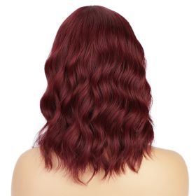 European And American Style Wig Water Ripple Short Curly Hair (Color: Wine Red)