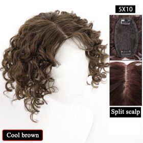 Women's Fashion Simple Curly Hair Wig Set (Option: Cold Brown)