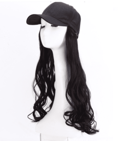 Cap big wave wig (Color: Black)