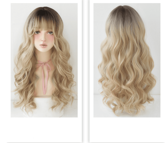 Golden big wavy wig (Option: White brown-68cm)