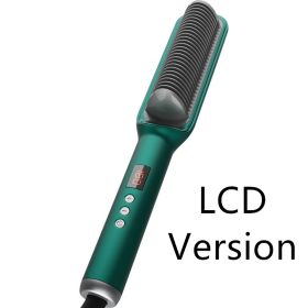 Negative Ion Hair Straightener Lazy Straight Comb Dual-purpose Splint (Option: Green LCD-UK)