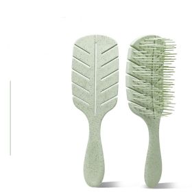 Blowing Straight Curly Dry And Wet Dual-use Hollow Smooth Hair Comb (Option: Square light green)