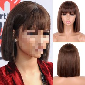 Short Straight Bangs Chemical Fiber Wig (Option: 1B 30)