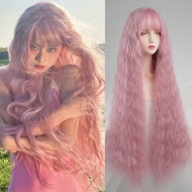 Big Wave Full Head Set Extra Long Wig (Color: PINK)