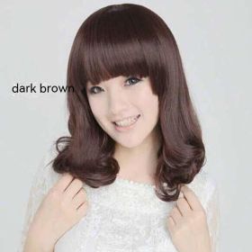 Women's Rinka Haircut Mid-length Straight Hair Long Hair With Bangs Fashion Curly Hair (Option: Dark Brown)