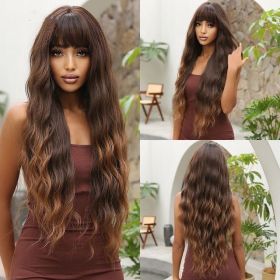 Long Brown Black Wavy Synthetic Wig (Option: Wig LC20391)