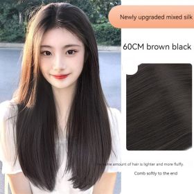 Three-piece Extra Hair Volume Fluffy Hair Piece Invisible Seamless Hair Extension (Option: Brown Black-60CM)