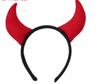 Performance Cartoon Animal Headband Plush Headdress (Option: Red Bull Horn)