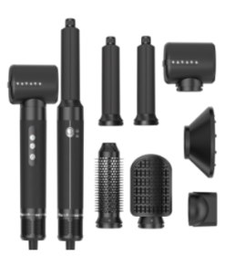 7-in-1 Hot Air Comb Automatic Curling Wand (Option: Black-US)