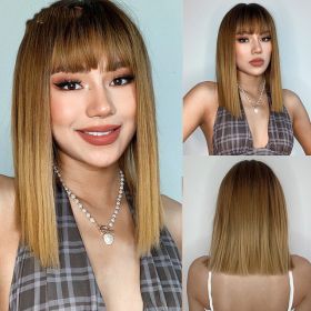 Gradient Blonde Highlights Trendy Bangs Hair (Option: Tesco1522)