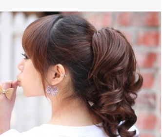 Trendy Korean style tiger ponytail curls Tied ponytail wigs (Option: Light Brown)