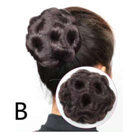 High Temperature Silk Wig Hair Ring, Hair Bun, Nine Flower Ball Head Bridal Costume Plate (Option: B style)