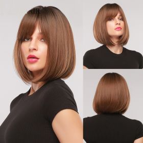 Gradual Golden Short Hair BOB Head Lifelike Chemical Fiber (Option: 2Color)