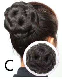 High Temperature Silk Wig Hair Ring, Hair Bun, Nine Flower Ball Head Bridal Costume Plate (Option: C style)