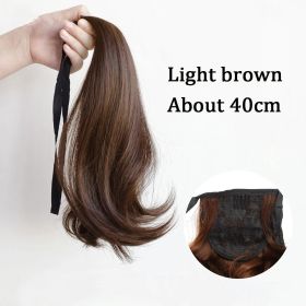 Women's Synthetic Long Wavy Ponytail Ribbon Drawstring (Option: Light Brown-40cm)