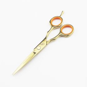 5.5 Inch Golden Symmetrical Handle Thinning Hairdressing Scissors (Option: Golden flat scissors)