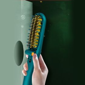 Dual Purpose Negative Ion Electric Straight Hair Comb (Option: Green-Flat insertion)