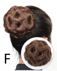 High Temperature Silk Wig Hair Ring, Hair Bun, Nine Flower Ball Head Bridal Costume Plate (Option: F style)