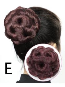 High Temperature Silk Wig Hair Ring, Hair Bun, Nine Flower Ball Head Bridal Costume Plate (Option: E Style)