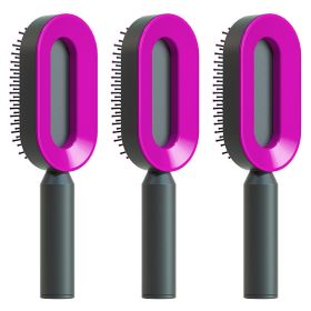 Self Cleaning Hair Brush For Women One-key Cleaning Hair Loss Airbag Massage Scalp Comb Anti-Static Hairbrush (Option: Set S)