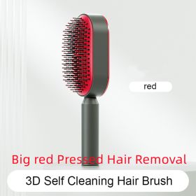 Self Cleaning Hair Brush For Women One-key Cleaning Hair Loss Airbag Massage Scalp Comb Anti-Static Hairbrush (Option: Big red Pressed Hair Removal)