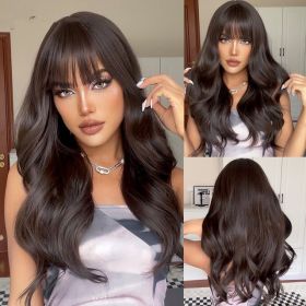 Long Brown Black Wavy Synthetic Wig (Option: Wig LC2262)