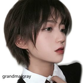 Wigs For Men And Women With Short Hair And Bangs (Option: Grandma gray)