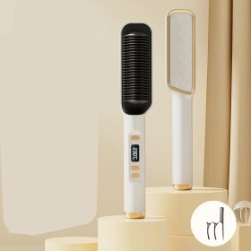 Multifunctional Anti-scald Negative Ion Straight Curling Comb (Option: White-AU-LCD model)