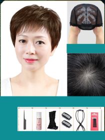 Full Head Wig Female Short Real Human Hair (Option: 4set)