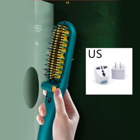 Dual Purpose Negative Ion Electric Straight Hair Comb (Option: Green-US)